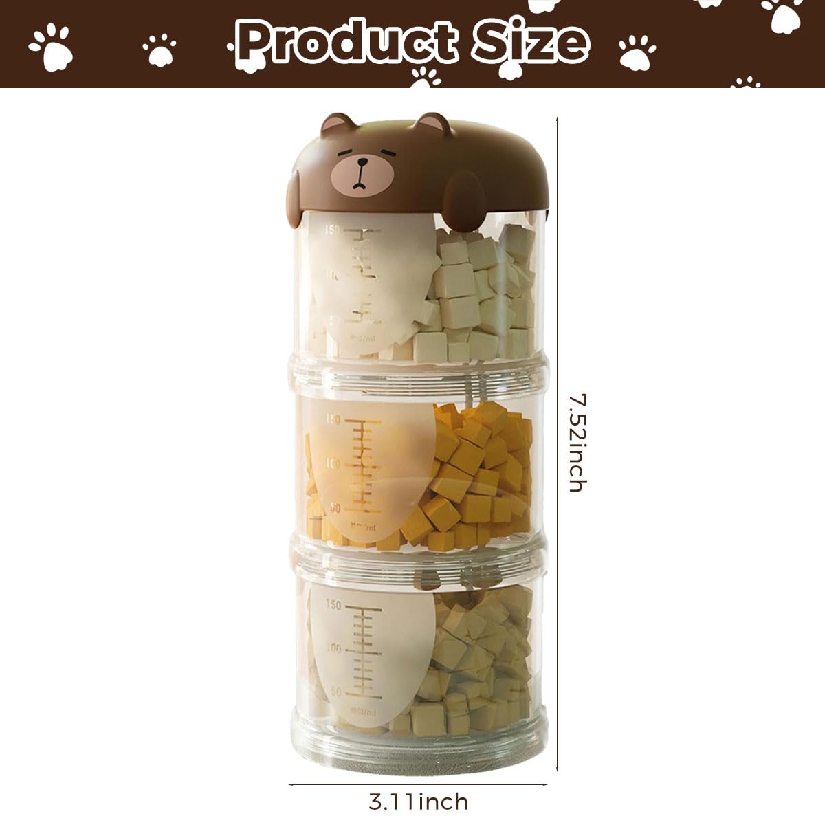 Qpets Dog Food Container Set for Travel with Leak Proof Stackable Design 3 Pcs | Food Grade PP