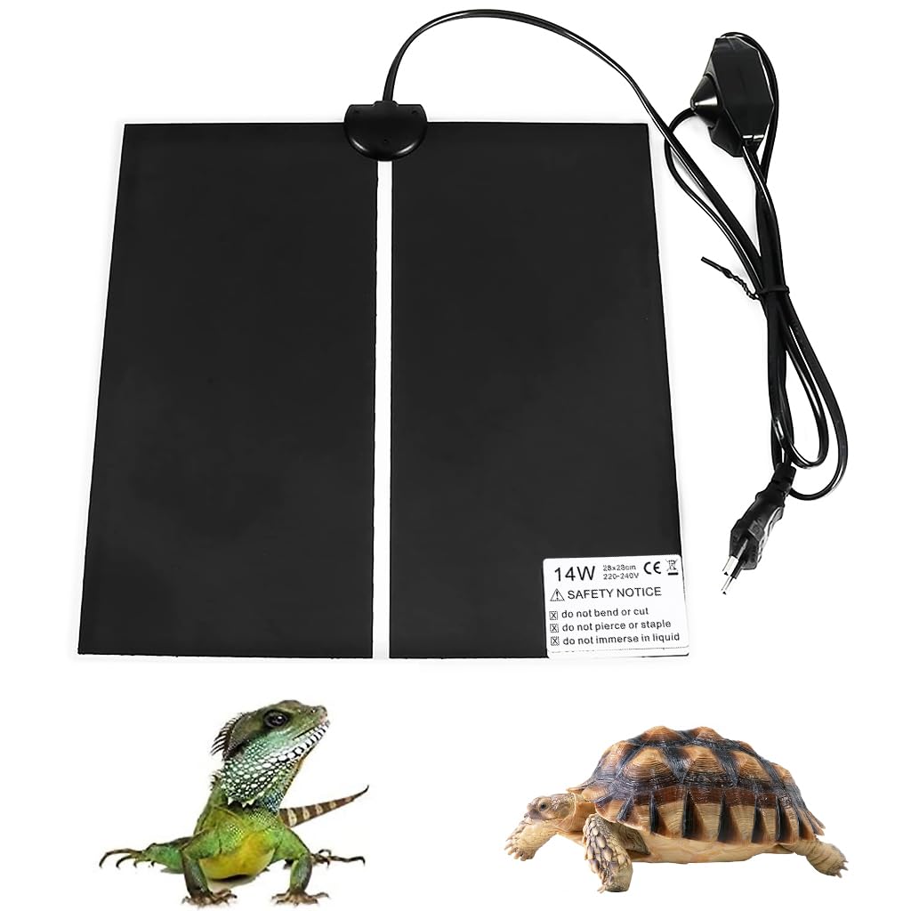 Qpets Reptile Heating Pad 14W 11x11 in for Snakes and Lizards with Adjustable Controller | IPX7 Waterproof Warm Board