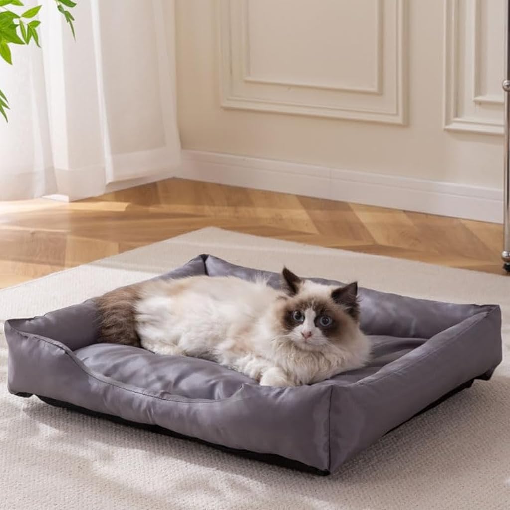 Qpets® Dog Couch, Soft Couch-Style Pet Bed Resting Sleeping Sofa, 210 Oxford Cloth Waterproof, Anti-Slip Anti-Scratch Washable Dog Bed for Small Medium Pets Indoor Outdoor Use (75x55x19cm)