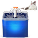 Qpets Cat Water Fountain with LED Light 67oz 2.0L Ultra Quiet Pump and 4‑Stage Filter | Grey