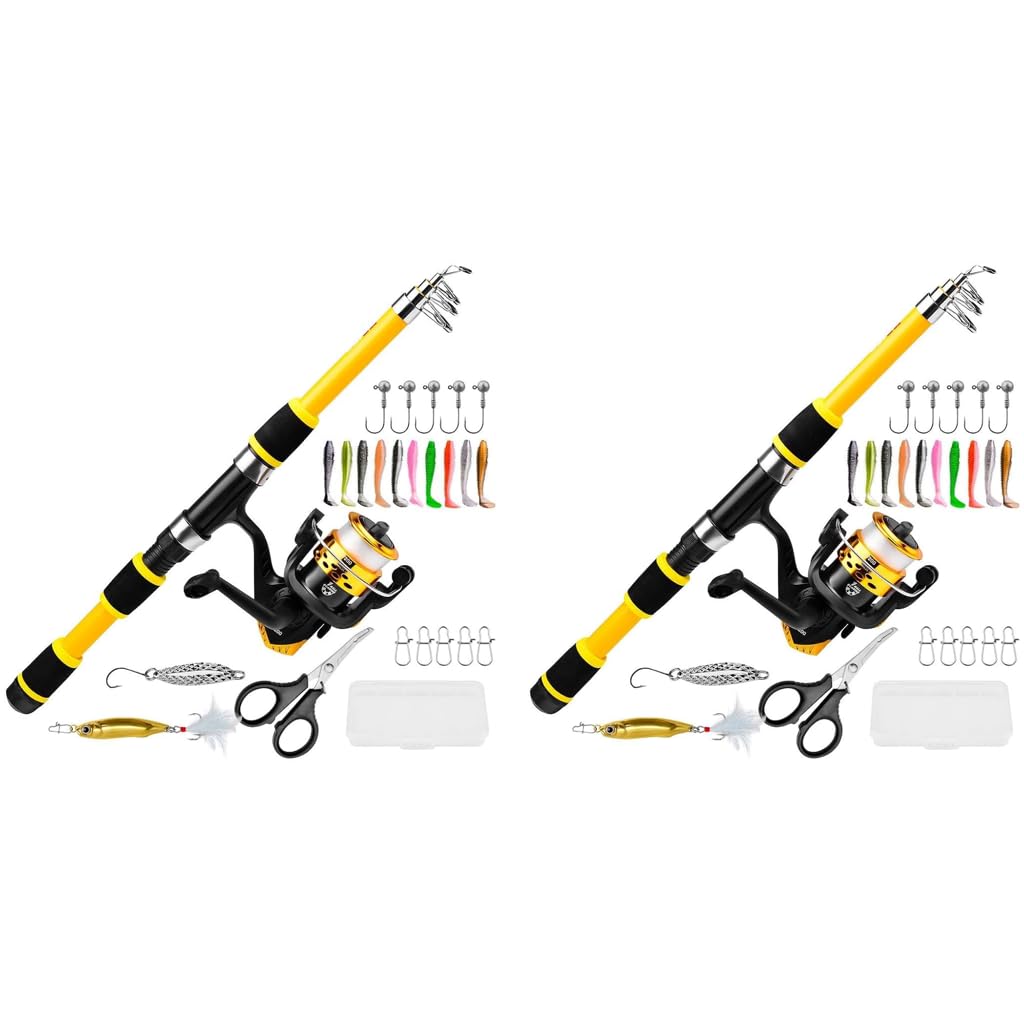 Qpets Telescopic Fishing Rod Combo for Travel with 1.8M Carbon Fiber Pole & Reel | Beginner Kit