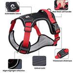 Qpets® Dog Harness No-Pull Pet with Safety Reflective Strip for Dogs Large Size Control Handle Belt Outdoor Oxford Cloth Vest Red XL Suitable for 22.5-45kg 3PCS