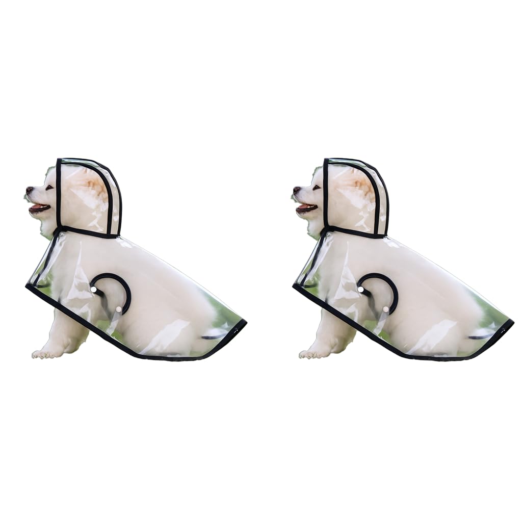 Qpets Dog Raincoat for Walking and Hiking with Adjustable Buttons Clear EVA Hooded Coat XL 2PCS