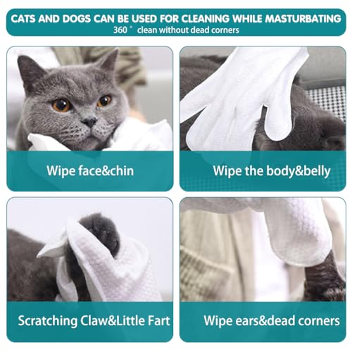 Qpets® Pet Wipes Gloves 12PCS Disposable Dry Cleaning Tool Cats Dogs Grooming Skin Friendly for Wipe Claws Ear Feet Butt