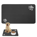 Qpets Cat Dog Food Mat 50x30cm for Feeding Areas with Quick-Dry Diatom Surface | Non-Slip Black Floor Protection