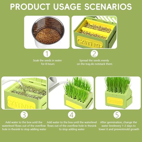 Qpets® Cat Grass Planting Box Catnip Growing House Cartoon Pot Plastic Home Décor Element Not Contain Grass 12x9x12CM 2PCS