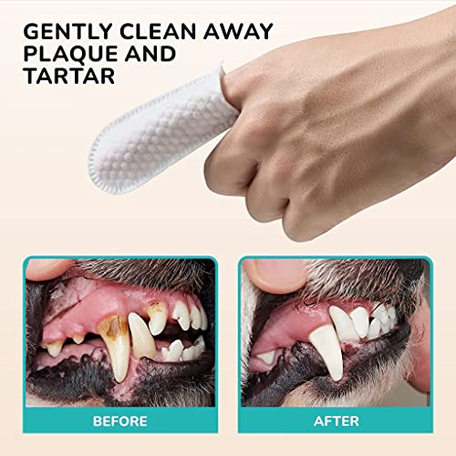 Qpets® 50 Count Teeth Cleaning Wipes for Dog Cat Dental Care Finger Pet Breath Freshening Mint Scent 2 PCS