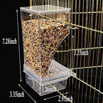 Qpets® Bird Feeder for Cage, Food Parrot Seed Feeders with Perch, Acrylic Transparent Container Cages for Lovebirds Parakeets - 3.35 x 2.95 x 7.28 inches 3PCS