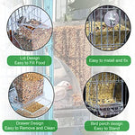 Qpets® Bird Feeder for Cage, Food Parrot Seed Feeders with Perch, Acrylic Transparent Container Cages for Lovebirds Parakeets - 3.35 x 2.95 x 7.28 inches 3PCS
