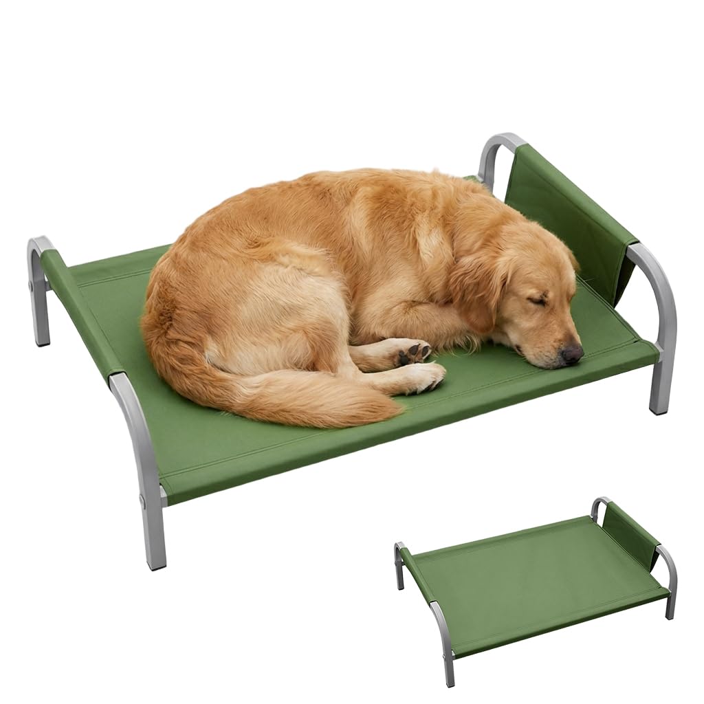 Qpets® Elevated Pet Bed for Cats and Dogs, Oxford Cloth with Steel Frame, 45kg Loading Capacity, Anti-Scratch Fabric, All Season Pet Rest Bed, Easy-Clean Pet Cot for Indoor, Outdoor & Travel Use