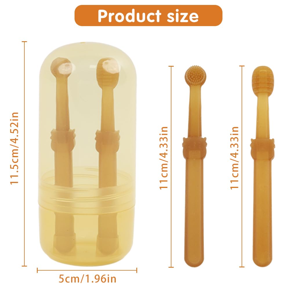 2Pcs Dog ToothbrushSoft Silicone Pet Toothbrush for Cat Dog Round Head Toothbrush with Tongue Scraper Pet Oral Cleaning Brushes with Storage Box