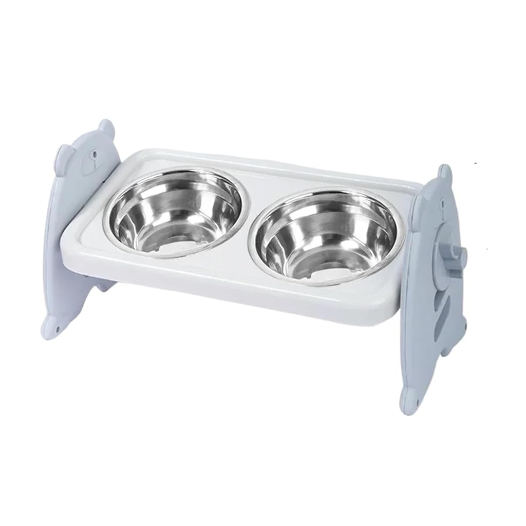 Qpets® Dog Food Bowl Water Bowl,Stainless Steel Dog Cat Food Drinking Pet Feeding,Easy to Clean & Adjustable Elevated