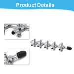Qpets Aquarium Air Pump Manifold for Multiple Tanks featuring 1-to-5 Outlets with Individual Control Valves and Stainless Steel Build