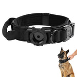 Qpets Tactical Dog Collar with AirTag Holder for Large Dogs 42‑52cm featuring Handle & D Ring