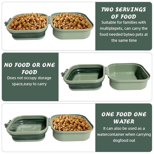 Qpets® Dog Water Bowl Food Bowl Outdoor Folding Dog Food Bowl Water Bowl Twin Food Bowl Design Carry On Pet Food Container Feefing Bowl for Cat Dog