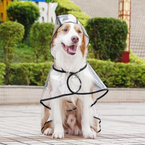 Qpets® Dog Raincoat EVA Hooded Waterproof Coat with Adjustable Buttons Clear Full Coverage Lightweight Gear for Walking Hiking Outdoor 6XL for Dogs Weighs 20-25kg 2PCS