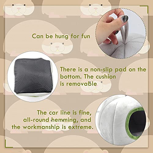 Qpets® Hamster Cage Soft Plush Bed Washable Accessories Small Pet Hideout for Chinchilla Hedgehog Grey 3PCS