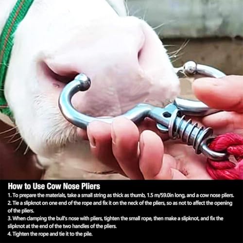 Qpets® Cattle Nose Ring No-Piercing Bull Clip-on Stainless Steel Detachable Cows 2 PCS
