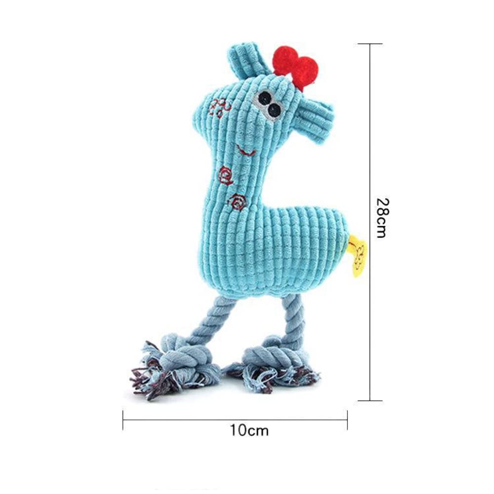 Qpets Pug Dog Soft Toy for Teething Puppies with Rope Legs and Corn Texture | Plush Squeaky Chew Toy