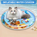Qpets® Cat Water Bed Mat Summer Cooling Pet Bed with Air Pump Anti-Scratch Thicken PVC Built-in Fish Ornaments for Interactive Toy Play for Indoor Outdoor Repair Subsidy 3 PCS