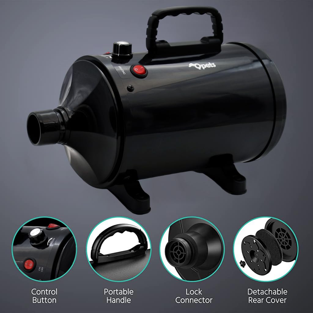 DogHair Dryer for Dogs 5.2HP/3800W Pet Grooming Dryer Adjustable Speed with Three Nozzle Quick Dry Pet Hair Dryer