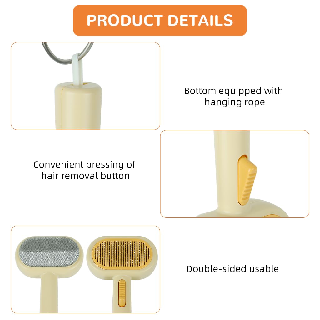 Qpets Dog Brush for Grooming with 60° Curved Bristles and Self Cleaning Slicker Head | Comfortable Grip for Cats and Dogs