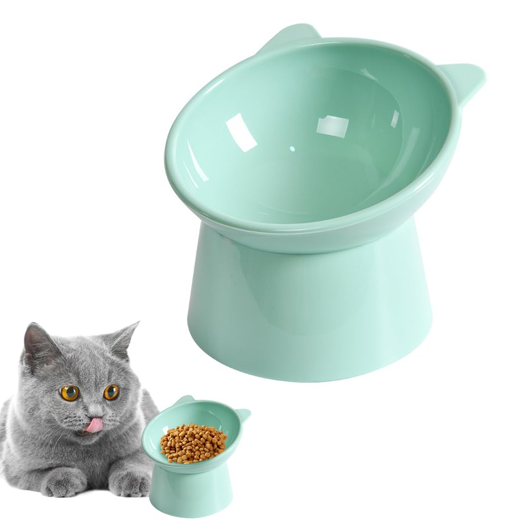 Cat Feeding Bowl Elevated Feeding Bowl for Cat Round Cat Food Bowl Scientific 15-Degree Tilted Cat Food Bowl, Prevent Tipping Over Durable Plastic Cat Feeding Bowl (5.31inch Diameter)