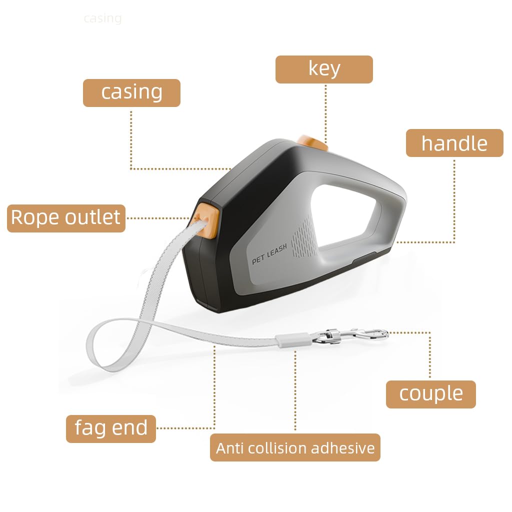 Qpets Retractable Dog Leash with 16.4 ft Tape and 360° Swivel Clasp | Comfort Silicone Handle