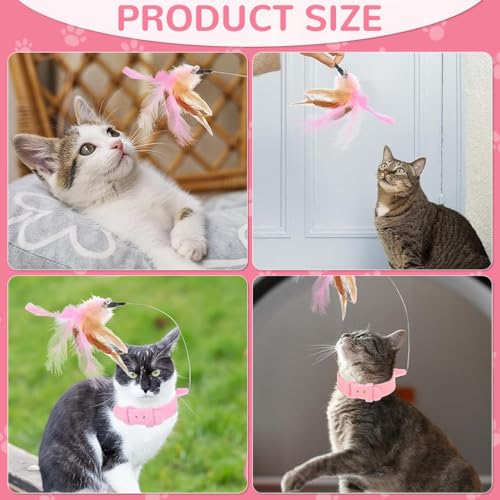 Qpets® Cat Toys Feather Collar Adjustable Stylish Design Interactive Elastic for Kittens Funny Playing Indoor 3PCS 20-32CM