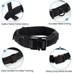 Qpets® Dogs Collar for Large Adjustable Nylon Tactical Belt with Strap Handle Training Quick Release Metal Buckle Medium Adult 43-52Cm Black 2PCS