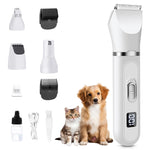 Qpets® Dog Grooming Kit 4 in1 Electric Dog Hair Trimmer Dog Clipper USB Hair Trimmer with Hair 2 Limiting Comb Dog Hair Trimmer Kit for Thick Long Hair, Pet Grooming Hair Clipper for Dogs Cats