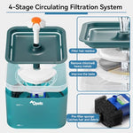 Qpets® 2.2L Cat Water Fountain Auto Pet for Cats with LED Light Cute Floral Ultra Quiet Dog Dispenser Filter Green 2 PCS