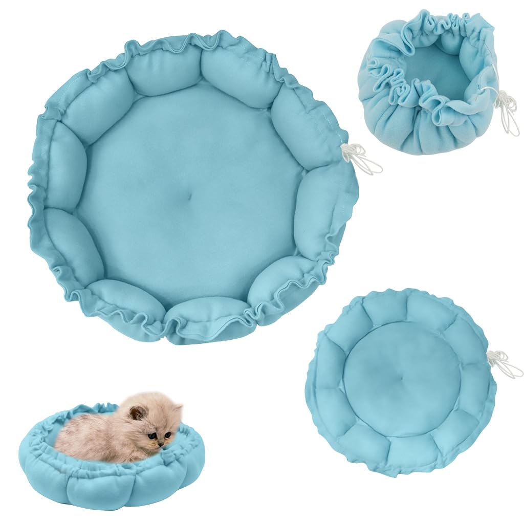 Qpets Cat Bed for All Season Use featuring Adjustable Drawstring Edge and Soft Cotton Cushion