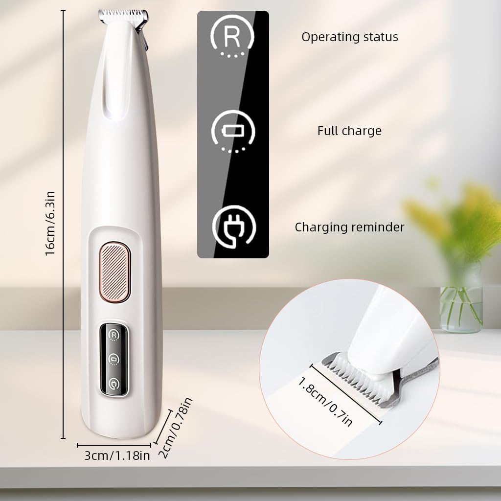 Qpets Dog Paws Hair Trimmer with 18mm Wide Blade and LED Light for Precise Grooming | Waterproof USB Rechargeable Pet Tool