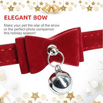 Qpets® Cat Collar Adjustable Belt Strong Breakaway Buckle with Bell Velvet Neck Strap Soft Plush Gift Total Length 36CM 14.17in 2 PCS