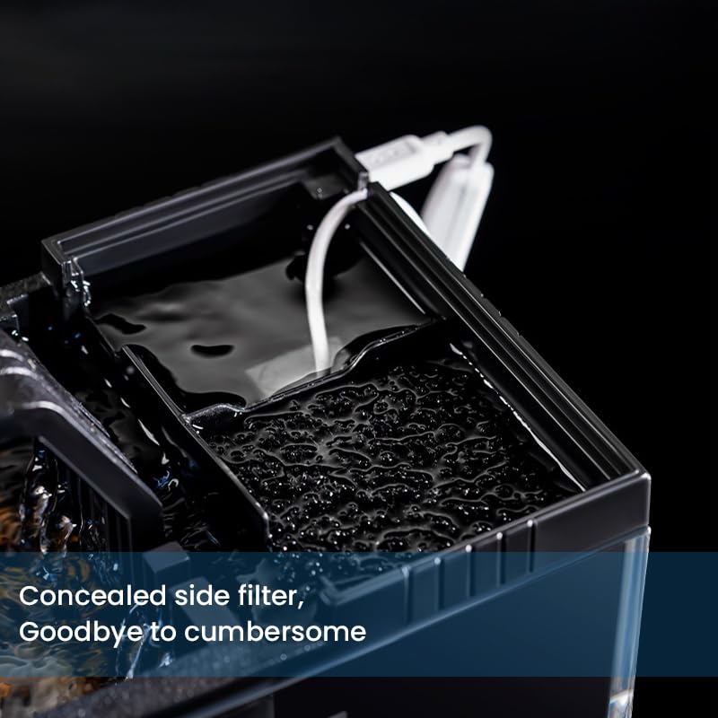 Qpets Small Desk Fish Tank for Home or Office with LED Light Air Pump and Thermometer