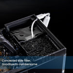 Qpets Small Desk Fish Tank for Home or Office with LED Light Air Pump and Thermometer