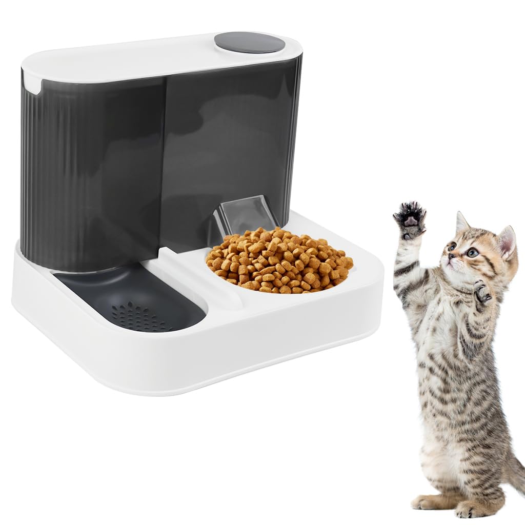 Qpets Auto Pet Feeder for Cats and Dogs with 2.2L Feed and 1.5L Water Tank featuring Built in Filtration System and Transparent Food Grade PP Cabin