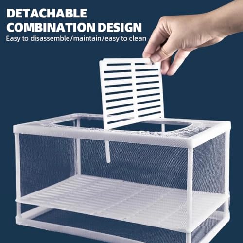 Qpets® Aquarium Fish Breeding Box in-Tank Floating with Suction Cups Small Nylon Mesh Quarantine Tank Insert Panels Plastic 16x15x15.5cm 2PCS
