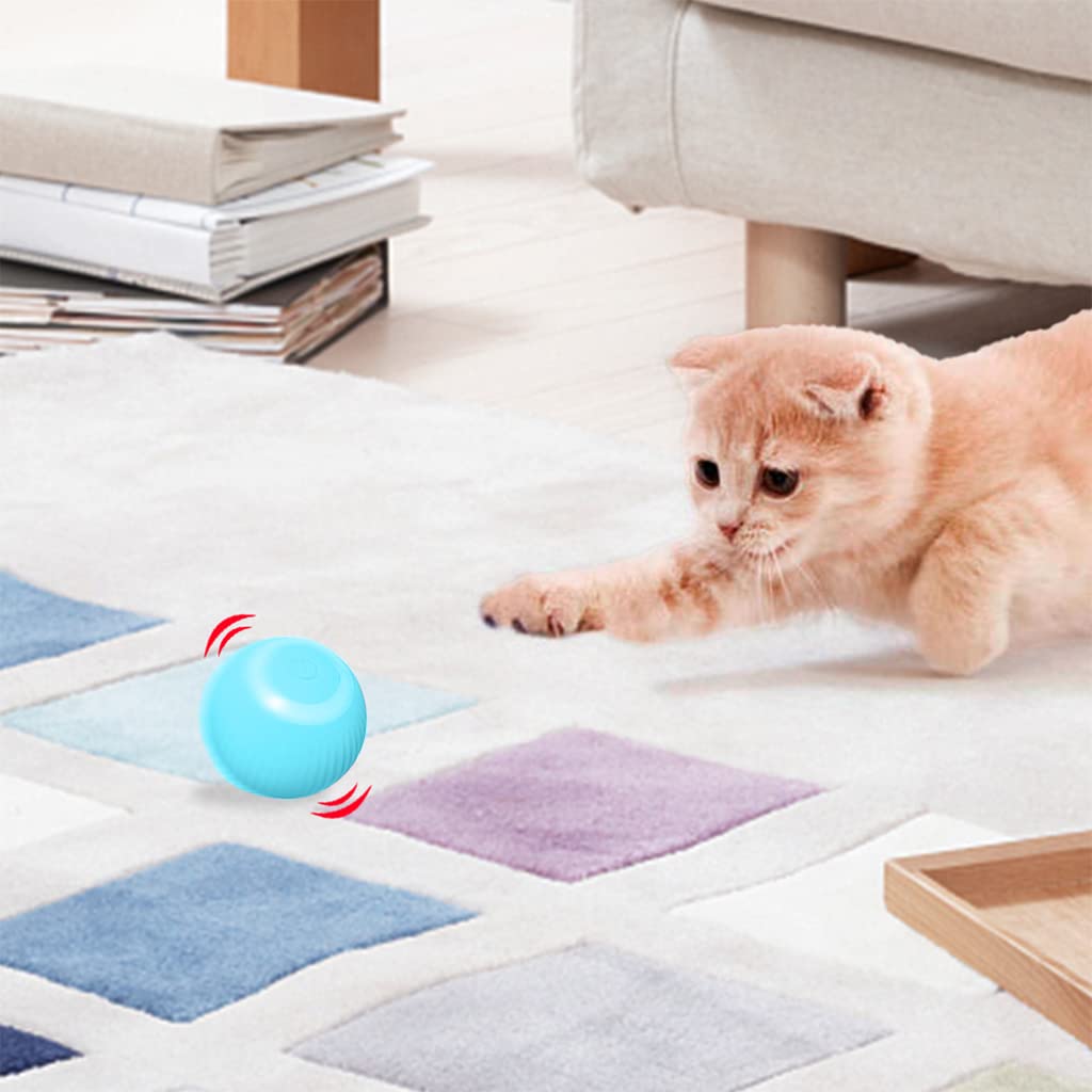 Smart LED 360° Rotating Cat Toy Ball, Interactive Cat Toys Rechargeable Rotating Ball with LED, Cat Chasing Toy Automatic Rotating Smart Obstacle Avoiding Cat Chasing Toy