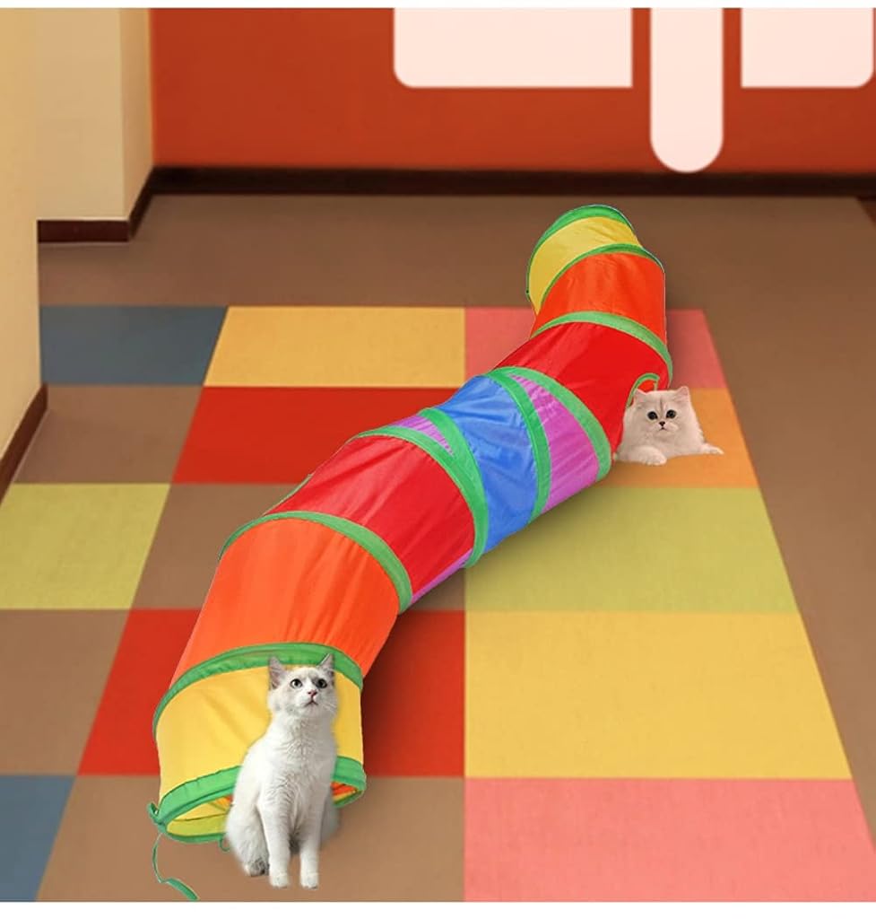 Qpets® Cat Toys Tunnel Pet Tube Collapsible Play Indoor Outdoor Kitty Puppy Puzzle Exercising Hiding Training 2 Way 3PCS