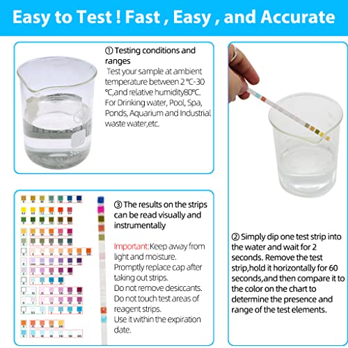 Qpets® 100PCS Water Testing PH Strips 14 in 1 Kit Aquarium Test Professional Freshwater GH KH Nitrite Nitrate Chlorine Carbonate