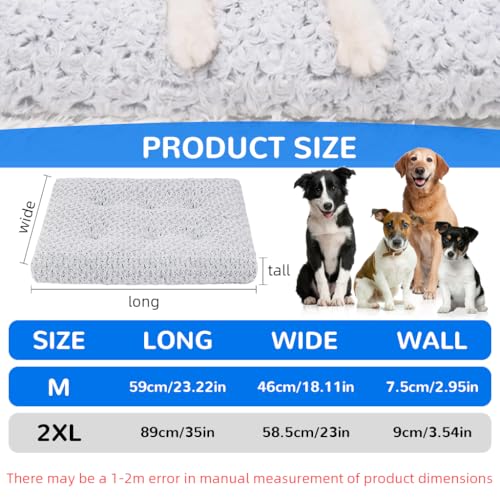 Qpets® Dog Bed for Winter Comfort, Thermal Warm Sleeping Mat for Dog House, Rose Pattern Textured Plush Soft Matress, Waterproof & Anti-Slip Bottom, Machine Washable, M