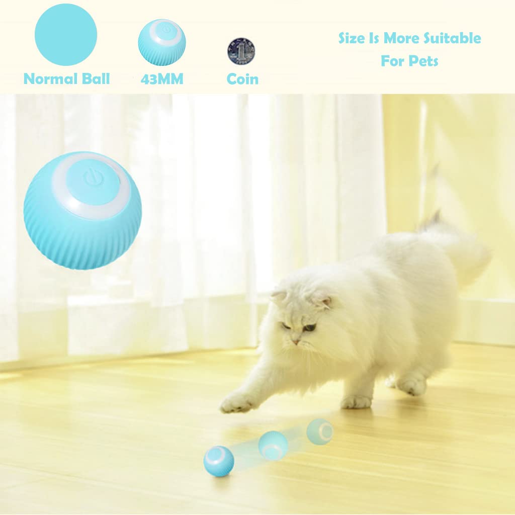 Smart LED 360° Rotating Cat Toy Ball, Interactive Cat Toys Rechargeable Rotating Ball with LED, Cat Chasing Toy Automatic Rotating Smart Obstacle Avoiding Cat Chasing Toy