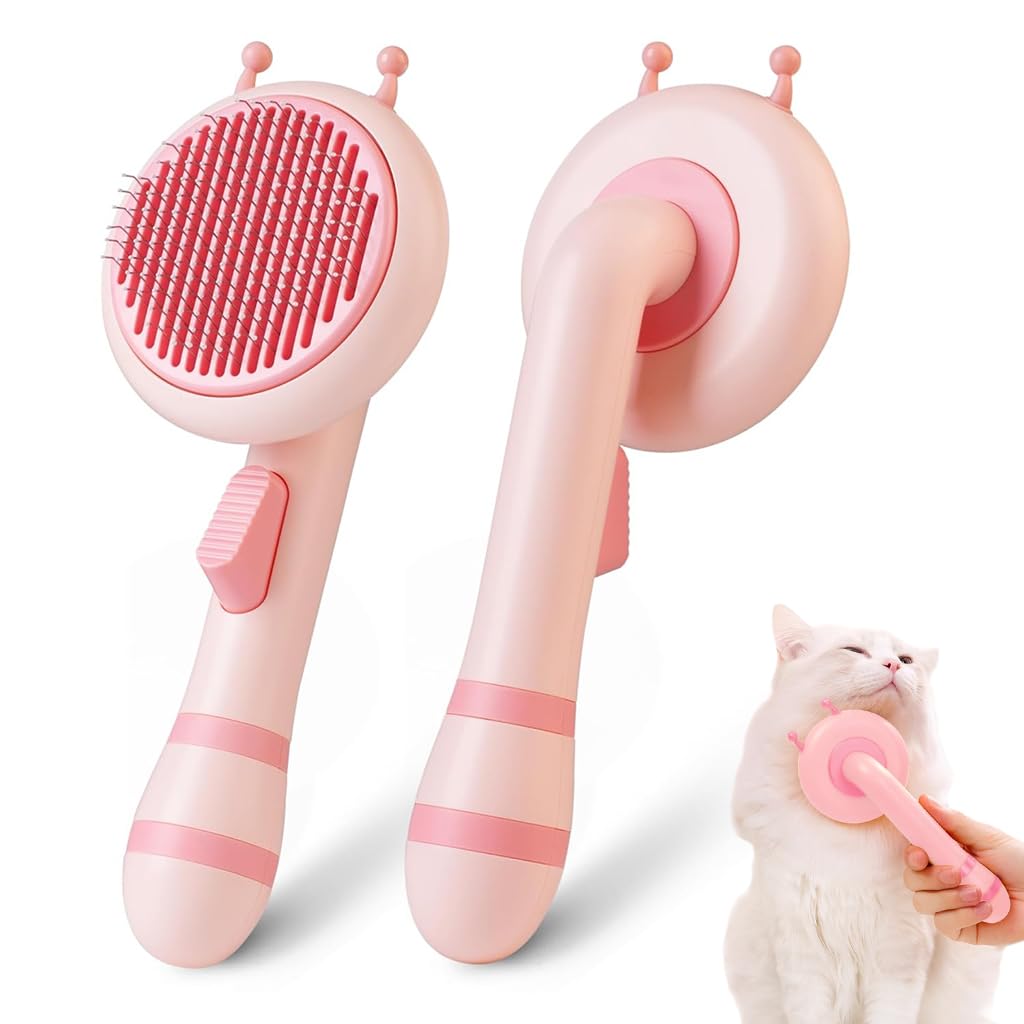 Hair Brush for Dog and Cat, Dog Brush for Hair, Cat Comb, Dog Hair Brush, Dog Comb, Cat Brush for Hair Grooming, Self-Cleaning Brush for Removes, Short or Long Haired Cats