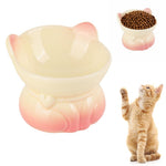 Qpets® Elevated Cat Bowl, Ceramic Pet Cat Dog Food Bowl, Non-Slip & Easy Clean & Anti-Vomit Pet Feeding Dish Aids Digestion & Reduces Neck Strain - 240ml
