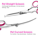 Dog Grooming Kit 5 Pack, Stainless Steel Dog Trimmer Kit, Pet Grooming Scissors Set with Grooming Comb, Cutting Scissors Thinning Shear Curved Scissors, Grooming Hair for Small Large Dog Cat