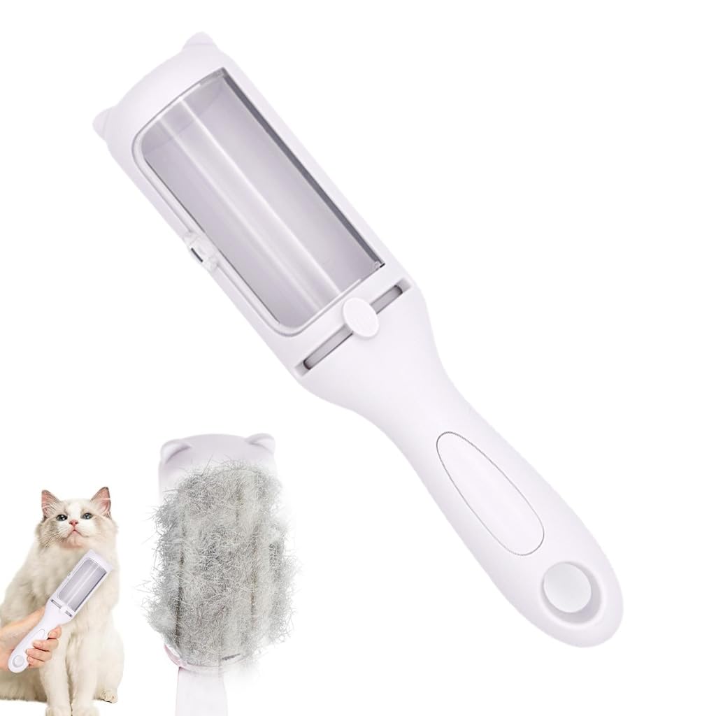 Qpets Dog Grooming Brush for Shedding and Mat Removal with Cleaning Roller and Ergonomic Handle