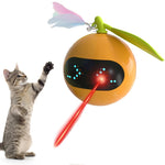 Qpets Smart Electric Cat Teaser Ball Toy with LED Light and Feather Tail for Indoor Cats