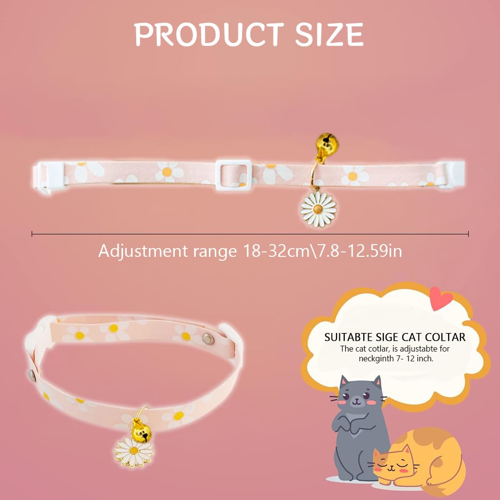 Qpets Cat Collar for Daily Wear with Quick Release Buckle and Bell | Adjustable 18–32cm Cotton